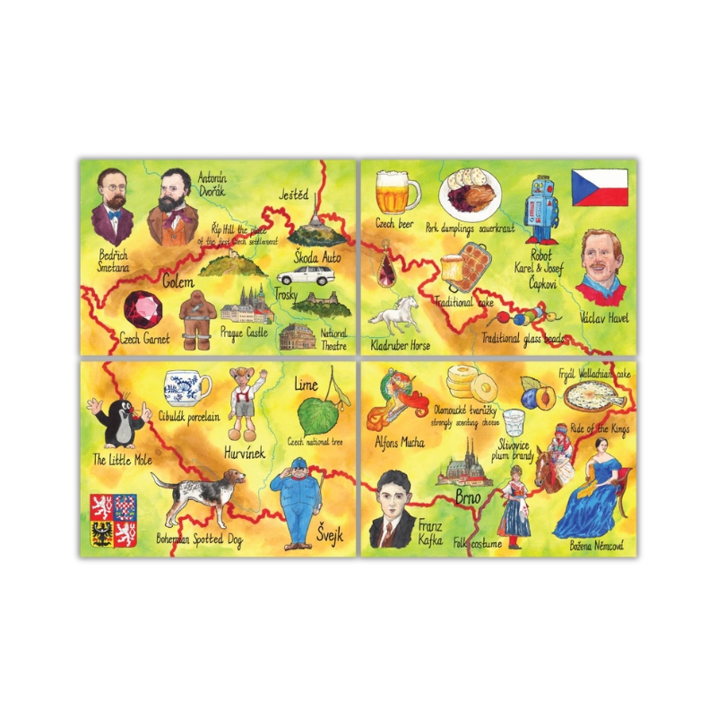 Set 4 pohlednice Poklady České republiky AJ