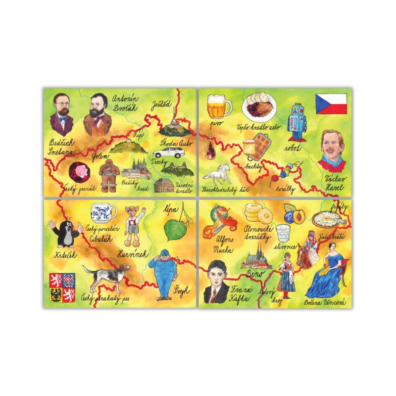 Set 4 pohlednice Poklady České republiky ČJ