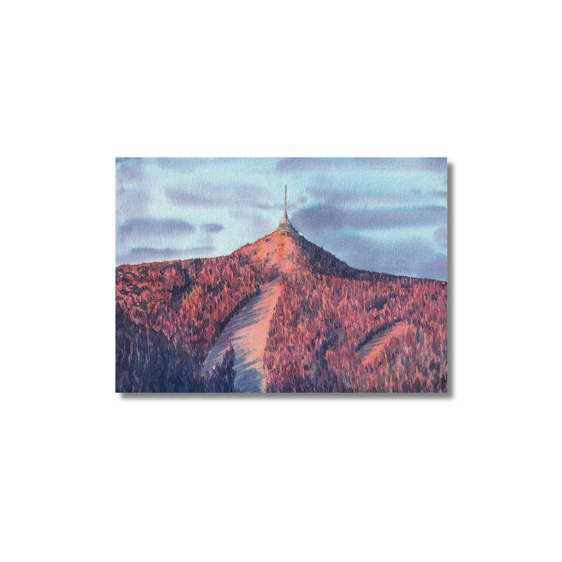 Pohlednice Ještěd v zimním světle Pepa Vaníček